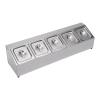 5 Grid Food Serving Rack, Spice Rack Shelf Organizer Stand, Stainless Steel Countertop Inclined Holder for Seasoning Sauce Jam Fruits Ingredients, for Kitchen Pantry Use view 1