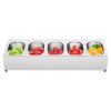 Silver Spice Rack Shelf, One Row, Stainless Steel Organizer Stand with with Five 1/6 Pans and Lids, Spice Rack Organizer Countertop Inclined Holder for Seasoning Sauce Fruits, Kitchen Pantry Using view 1
