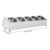 Silver Spice Rack Shelf, One Row, Stainless Steel Organizer Stand with with Five 1/6 Pans and Lids, Spice Rack Organizer Countertop Inclined Holder for Seasoning Sauce Fruits, Kitchen Pantry Using view 2