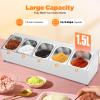 Silver Spice Rack Shelf, One Row, Stainless Steel Organizer Stand with with Five 1/6 Pans and Lids, Spice Rack Organizer Countertop Inclined Holder for Seasoning Sauce Fruits, Kitchen Pantry Using view 3