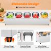 Silver Spice Rack Shelf, One Row, Stainless Steel Organizer Stand with with Five 1/6 Pans and Lids, Spice Rack Organizer Countertop Inclined Holder for Seasoning Sauce Fruits, Kitchen Pantry Using view 4