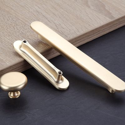 YHBZ Gold Modern Cabinet Handles,2 Pack Zinc Alloy Drawer Pull Knobs,for Kitchen Bedroom Wardrobe Furniture Door Grab Handles,with Screws,Holedistance64mm