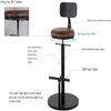 ABGRC Space-Saving Barstool, Wrought Iron Retro Industrial Adjustable Bar Stool, Restaurant Height Swivel Bar Chair with Backrest view 3