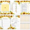 Yinder 145 Pcs Shower Party Activities Cards with 20 Pencils Includes Bingo Description and Wishes Guess Who Price is Right Word Scramble Party (Sunflower) view 1