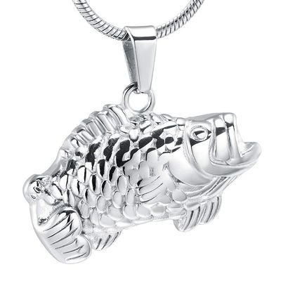 SHEIL Fish Cremation Jewelry Stainless Steel Memorial Ashes Necklace Holder Keepsake Funeral Urn Pendant for Pet Casket
