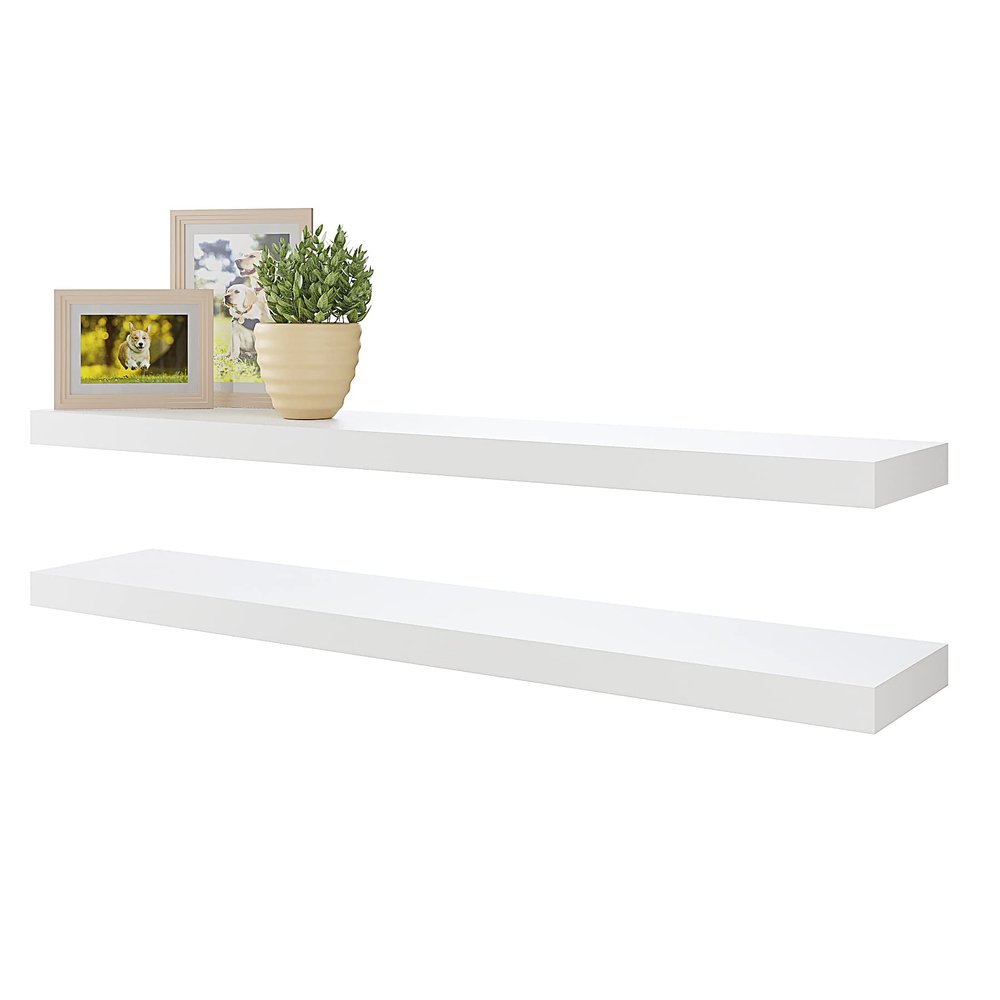 BAMEOS Floating Shelves,40 in W x 8in D Wall Mounted Wooden Shelves with Invisible Brackets Set of 2, Hanging Wall Shelves Decoration for Bedroom, Bathroom, Living Room and Kitchen