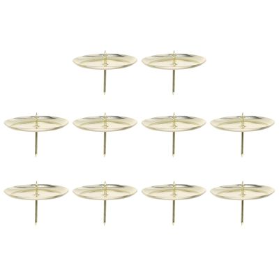 10pcs Candle Fixing Holder Stand DIY Pillar Candle Plate Metal Holders Fixator Tealight Stand Ornament for LED Wax Wedding Party Cake Home Shop
