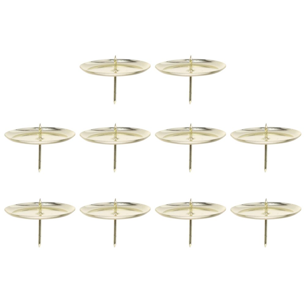 10pcs Candle Fixing Holder Stand DIY Pillar Candle Plate Metal Holders Fixator Tealight Stand Ornament for LED Wax Wedding Party Cake Home Shop