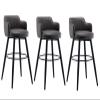 DCALU Modern Nappa Leather Island Bar Chairs Counter Height Barstools Swivel Bar Stools Set of 3 Black Metal Chair Legs Upholstered Stool with Arms, for Kitchen, Breakfast, Pubs view 1