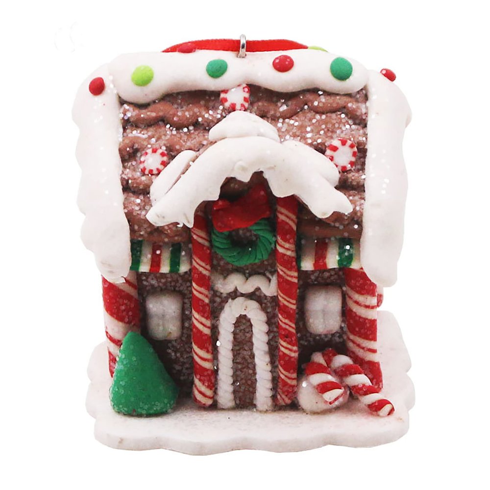 Christmas Gingerbread House Ornaments Candy House Xmas Tree Hanging Decoration Resin Christmas Hanging Ornaments Xmas Painted House Pendants for Christmas Tree Holiday Party Home Decoration(G, 1PCS)