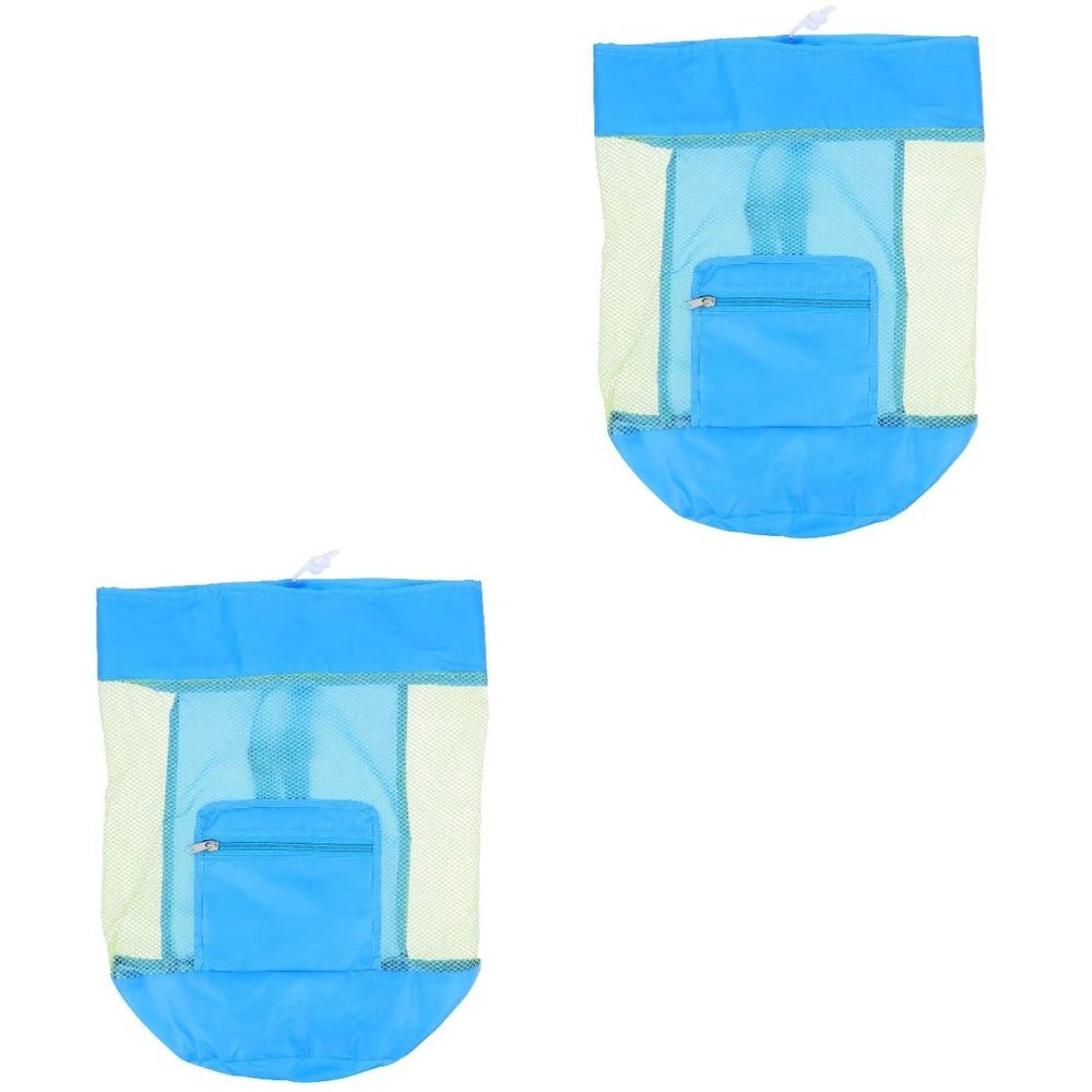 Zerodeko 2pcs Convenient Mesh Drawstring Backpack for Beach Toys Wear-resistant Storage Bag Straps Quick Drying Design for Easy Rinsing Fun for Boys and Girls