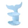 1pc Double Layer Soap Dish Holder Wall Mounted Punch Bathroom Shower Rack Fish Tail Design for Home Use Blue view 1