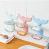 1pc Double Layer Soap Dish Holder Wall Mounted Punch Bathroom Shower Rack Fish Tail Design for Home Use Blue view 4