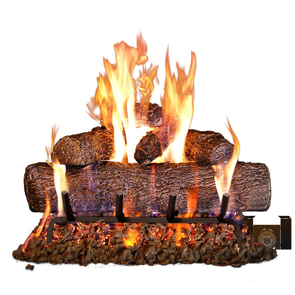 Peterson Fyreside 18-inch Live Oak Log Set with Vented Burner, Auto-Safety Pilot Control Valve and Gas Connection Kit (Propane Gas Only)