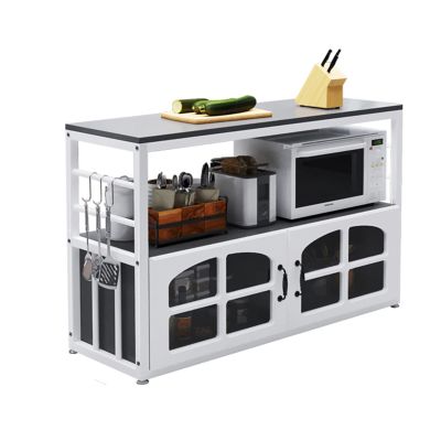 Kitchen Storage Cabinet, Strong Load-bearing Carbon Steel Microwave Floor Rack Waterproof Storage Cabinet Large Capacity Storage LYWY (Color : Black, Size : 50CM)