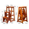 Hamankim 3 Step Folding Stool, Portable Wooden Stepladder Foot Stools Ladder Flower Shelf for Indoor and Outdoor Safety Non-Slip Wide Pedal Stable Step Ladders view 2