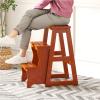 Hamankim 3 Step Folding Stool, Portable Wooden Stepladder Foot Stools Ladder Flower Shelf for Indoor and Outdoor Safety Non-Slip Wide Pedal Stable Step Ladders view 3