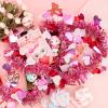 6 PCS Valentine's Day Tinsel Garland, 39.4 ft Heart Metallic Fringe Garlands Valentine's Day Hanging Garland Decorations for for Valentines Party Wedding New Years Home Indoor Outdoor (Red Pink White) view 3