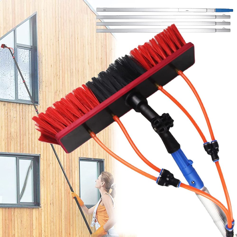 Water Fed Pole Kit,Water Fed Brush Water Fed Pole Kit, Water Fed Cleaning System, Aluminum Outdoor Window Cleaner With Hose, Cleaning And Washing Tool For Solar Panel (Size : 35FT/10.8M)