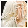 KIZQYN Guan Yin Statue Guan Yin Statue Ceramic Home Decor Statue Best Chinese Feng Shui Gifts Quan Yin Statue on Lotus Pedestal Collectible Bodhis Lucky Buddha Statue view 4