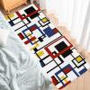 Red Blue Black Kitchen Bath Shower Door Welcome Mat for Bedroom/Living/Laundry Room,Geometric Yellow Abstract Middle Century Washable Bathroom Bathtub Runner Rug,Indoor Outdoor Throw Doormat,24"x71" view 2