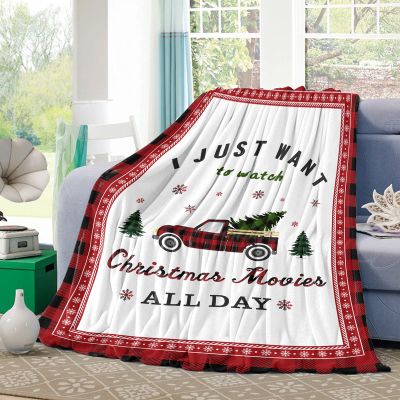 Flannel Throw Blanket Winter Farm Red Grid Truck,Lightweight Soft Warm Fleece Blankets Sofa Couch Bedroom,Green Xmas Trees Christmas White Snowflakes Cozy Fuzzy Microfiber Throws All Seasons 40x50In