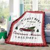 Flannel Throw Blanket Winter Farm Red Grid Truck,Lightweight Soft Warm Fleece Blankets Sofa Couch Bedroom,Green Xmas Trees Christmas White Snowflakes Cozy Fuzzy Microfiber Throws All Seasons 40x50In view 1