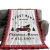 Flannel Throw Blanket Winter Farm Red Grid Truck,Lightweight Soft Warm Fleece Blankets Sofa Couch Bedroom,Green Xmas Trees Christmas White Snowflakes Cozy Fuzzy Microfiber Throws All Seasons 40x50In view 2