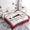 Flannel Throw Blanket Winter Farm Red Grid Truck,Lightweight Soft Warm Fleece Blankets Sofa Couch Bedroom,Green Xmas Trees Christmas White Snowflakes Cozy Fuzzy Microfiber Throws All Seasons 40x50In view 3
