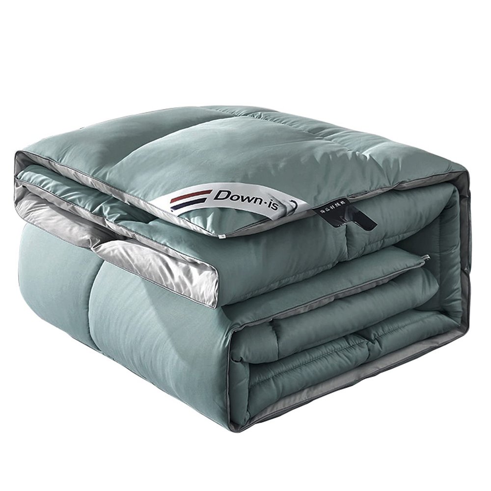 MSUDGH Bedding Winter Thicken Duvet, Goose Down Quilt Breathable and Warm Feather Comforter, Fluffy and Soft (Dark Green,180 * 220cm 5KG)