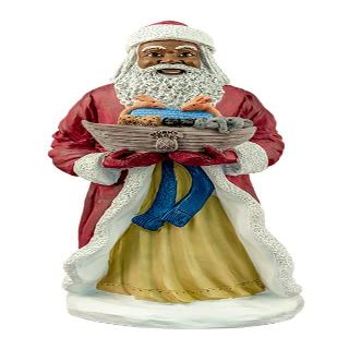 Black Santa with a Toy Boat (Large Version) Collectible Figurine, 14" Tall