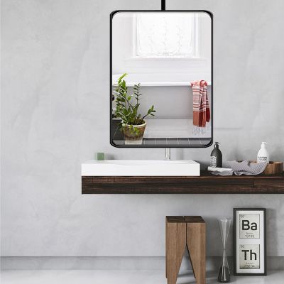 Liyadolaam Ceiling Hanging Mirror, Vanity Makeup Mirror Bathroom Decorative Hanging Mirror with Ceiling-Mounted Boom for Living Room Entryway Bedrooms, Black Metal Frame Mirror (Size : 40cmx60cm)