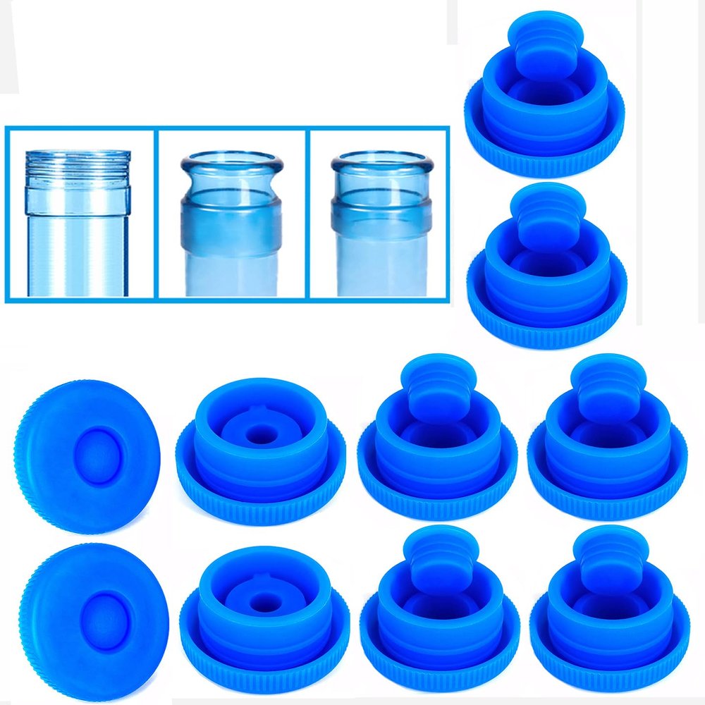 3 & 5 Gallon Water Jug Cap Reusable - Non-Spill 55mm Water Bottle Caps,Silicone Replacement Cap Lids Anti Splash