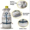10 Pcs Premium Wine Bottle Gift Bags with Drawstring Nautical Anchor Coastal Rustic Grey Striped Reusable Wine Gift Bag for Christmas, Wedding, Birthday,Holiday Party, Housewarming, Home Storage view 4