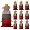 10 Pcs Premium Wine Bottle Gift Bags with Drawstring Red Brown Wooden Planks Farm House Pattern Reusable Wine Gift Bag for Christmas, Wedding, Birthday,Holiday Party, Housewarming, Home Storage view 1