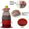 10 Pcs Premium Wine Bottle Gift Bags with Drawstring Red Brown Wooden Planks Farm House Pattern Reusable Wine Gift Bag for Christmas, Wedding, Birthday,Holiday Party, Housewarming, Home Storage view 4