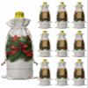 10 Pcs Premium Wine Bottle Gift Bags with Drawstring Christmas Pine Tree Pine Needle Candy Farmhouse Wooden Board Reusable Wine Gift Bag for Christmas, Wedding,Holiday Party, Housewarming view 1
