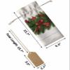 10 Pcs Premium Wine Bottle Gift Bags with Drawstring Christmas Pine Tree Pine Needle Candy Farmhouse Wooden Board Reusable Wine Gift Bag for Christmas, Wedding,Holiday Party, Housewarming view 3