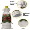 10 Pcs Premium Wine Bottle Gift Bags with Drawstring Christmas Pine Tree Pine Needle Candy Farmhouse Wooden Board Reusable Wine Gift Bag for Christmas, Wedding,Holiday Party, Housewarming view 4