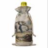 10 Pcs Premium Wine Bottle Gift Bags with Drawstring Animals in Forest Wildlife Old Newspapers Paper Art Print Reusable Wine Gift Bag for Christmas, Wedding,Holiday Party, Housewarming, Home Storage view 2
