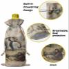 10 Pcs Premium Wine Bottle Gift Bags with Drawstring Animals in Forest Wildlife Old Newspapers Paper Art Print Reusable Wine Gift Bag for Christmas, Wedding,Holiday Party, Housewarming, Home Storage view 4