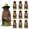 10 Pcs Premium Wine Bottle Gift Bags with Drawstring Rustic Wood Grained Wine Glasses and Fruit Grapes Reusable Wine Gift Bag for Christmas, Wedding, Birthday,Holiday Party, Housewarming, Home Storage view 1