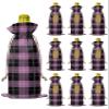 10 Pcs Premium Wine Bottle Gift Bags with Drawstring Buffalo Plaid Reusable Wine Gift Bag for Christmas, Wedding, Birthday,Holiday Party, Housewarming, Home Storage view 1