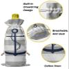 10 Pcs Premium Wine Bottle Gift Bags with Drawstring Nautical Anchor Coastal Rustic Grey Striped Reusable Wine Gift Bag for Christmas, Wedding, Birthday,Holiday Party, Housewarming, Home Storage view 4