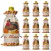 10 Pcs Premium Wine Bottle Gift Bags with Drawstring Thanksgiving Turkey with Pumpkin Reusable Wine Gift Bag for Christmas, Wedding, Birthday,Holiday Party, Housewarming, Home Storage view 1