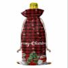10 Pcs Premium Wine Bottle Gift Bags with Drawstring Winter Snowing Snowman with Christmas Tree and Gift Buffalo Check Plaid Reusable Wine Gift Bag for Christmas, Wedding,Holiday Party, Housewarming view 2