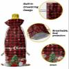 10 Pcs Premium Wine Bottle Gift Bags with Drawstring Winter Snowing Snowman with Christmas Tree and Gift Buffalo Check Plaid Reusable Wine Gift Bag for Christmas, Wedding,Holiday Party, Housewarming view 4