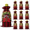 10 Pcs Premium Wine Bottle Gift Bags with Drawstring Christmas Garland Xmas Ball Star Red Black Buffalo Check Reusable Wine Gift Bag for Christmas, Wedding,Holiday Party, Housewarming, Home Storage view 1