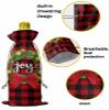 10 Pcs Premium Wine Bottle Gift Bags with Drawstring Christmas Garland Xmas Ball Star Red Black Buffalo Check Reusable Wine Gift Bag for Christmas, Wedding,Holiday Party, Housewarming, Home Storage view 4