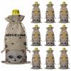 10 Pcs Premium Wine Bottle Gift Bags with Drawstring Cute Funny Cat Vintage Print Reusable Wine Gift Bag for Christmas, Wedding, Birthday,Holiday Party, Housewarming, Home Storage view 1